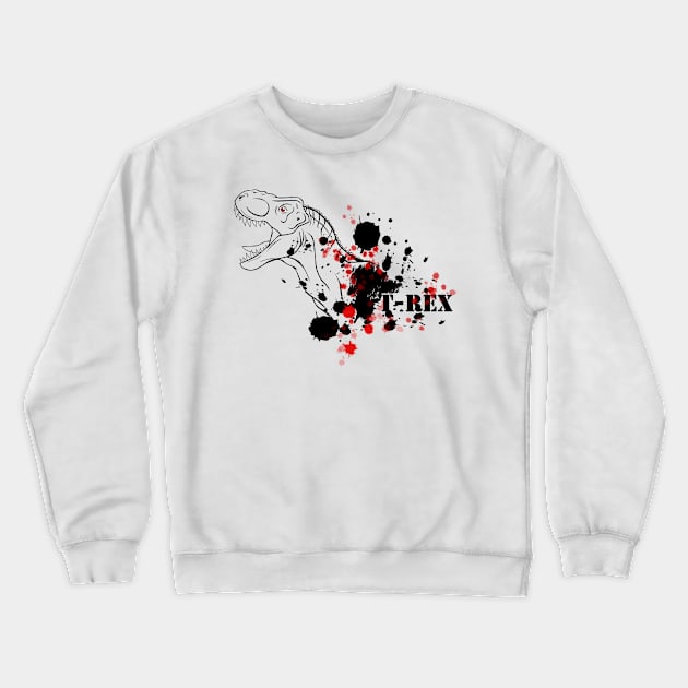 T-Rex Red Ink Splatter Crewneck Sweatshirt by SakuraDragon